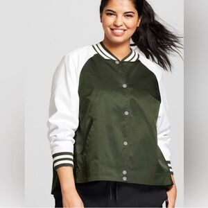 Hunter Green and White Varsity Jacket